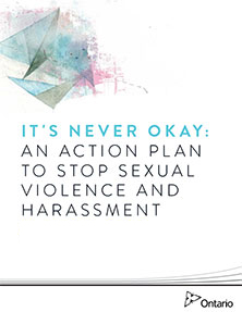 Photo saying It's never okay: An action plan to stop sexual violence and harassment