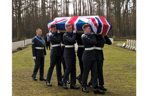 Sergeant Wilfred Lawson of the Royal Air Force being laid to rest