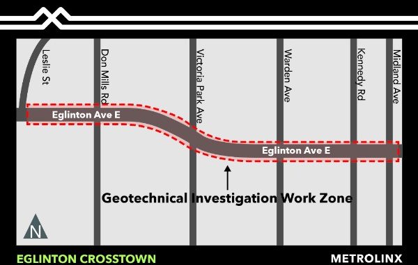 eglinton crosstown geotechnical investigation work zone