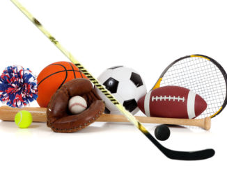 various sports equipment on the ground