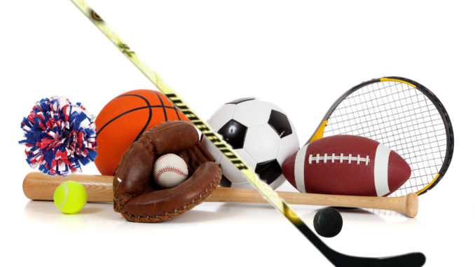 various sports equipment on the ground
