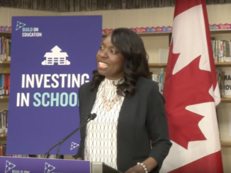 Mitzie Hunter announcing funding for school