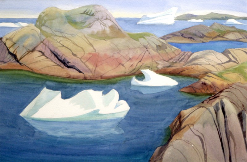 Doris-McCarthy-Icebergs-among-the-Islands-1995-watercolour-on-paper-15×22-in_10241-800×523
