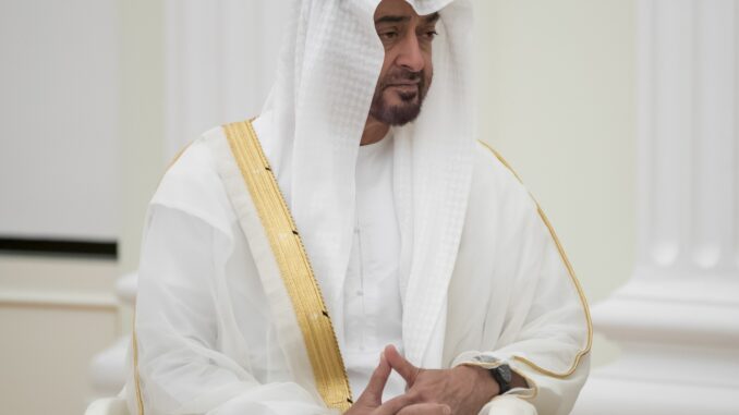 Abu Dhabi Crown Prince Mohammed bin Zayed al-Nahayan, listens to Russian President Vladimir Putin during their meeting in the Kremlin in Moscow, Russia, Friday, June 1, 2018. Russia and the UAE signed a declaration on strategic partnership that envisaged closer economic and financial cooperation. (AP Photo/Pavel Golovkin, Pool)