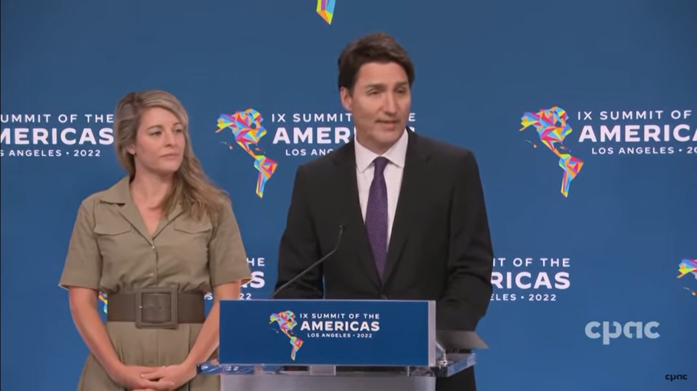 Prime Minister Justine Trudeau speaks at Summit of the Americas